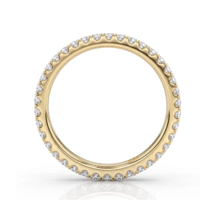 Gold eternity ring with diamonds around the entire band.