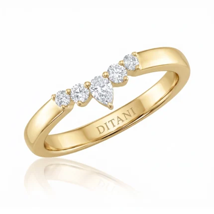 Gold band ring with a diagonal row of diamonds and 'DITANI' engraved on the inner side.