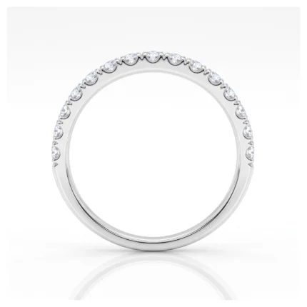 Silver eternity ring with a continuous row of pear-cut diamonds around the band.