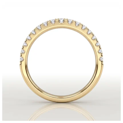 Gold ring with a row of small diamonds along the top edge, all-set in a polished yellow-gold band