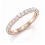 Rose gold band with a row of diamonds set along the top, inner engraving reads DITANI