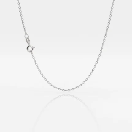 Silver chain necklace with a lobster clasp on a white studio background