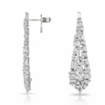 Silver-toned diamond drop earring with a left-side hinge and row of rectangular and round stones (DITANI branding visible).