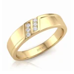 Gold band ring with diamonds set in two narrow inlays and 'DITANI' engraved inside.