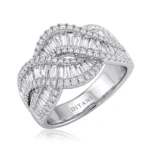 Elegant diamond ring with interwoven bands and prong-set stones on a white gold band (DITANI)