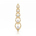 Gold pendant with five diamond-studded leaf motifs stacked vertically.